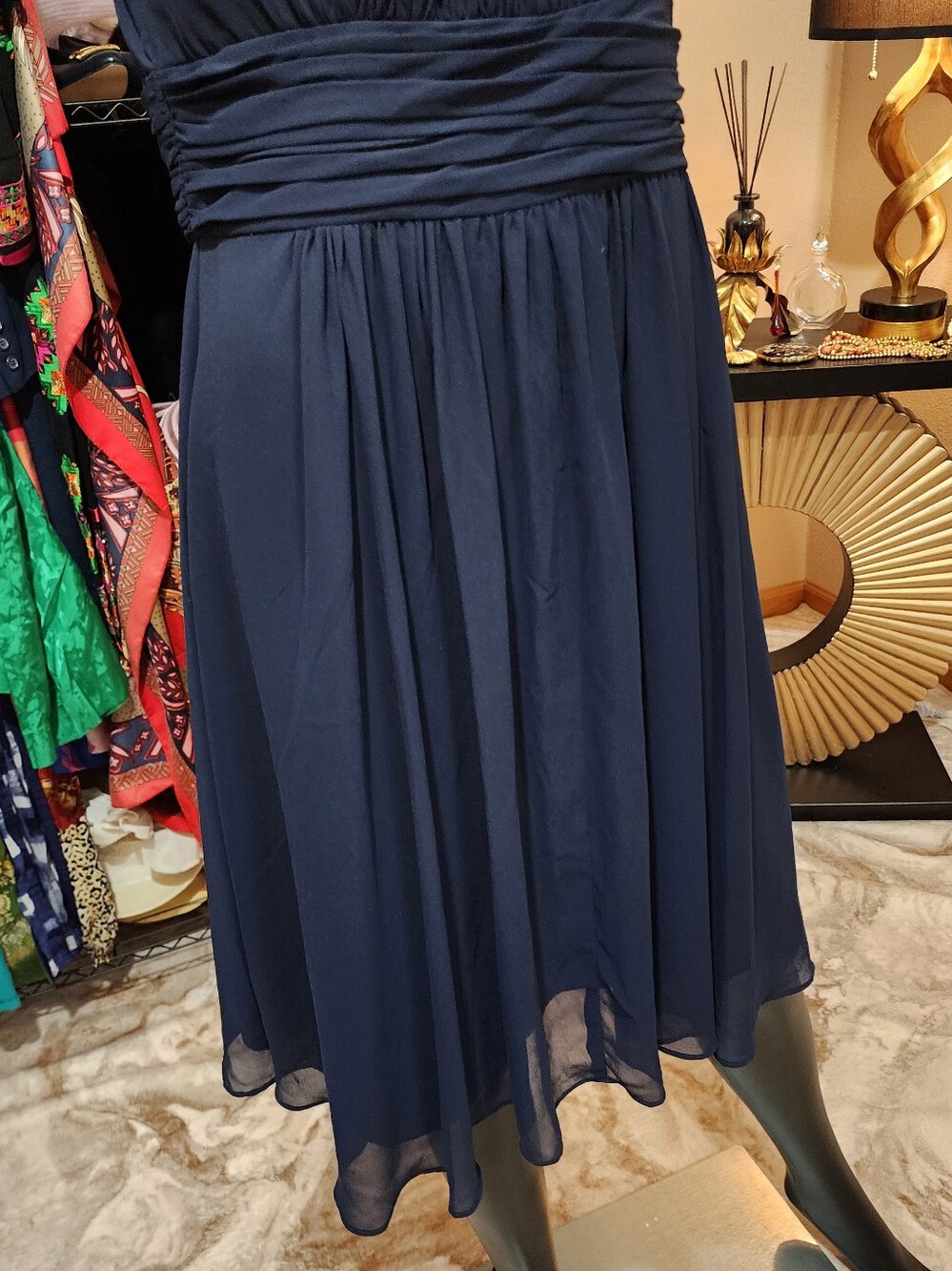 Lauren Ralph Lauren Navy Sleeveless Pleated Midi Dress - Picture 5 of 6